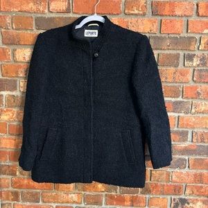 Leporte womens vintage Tokyo style button collar jacket black large